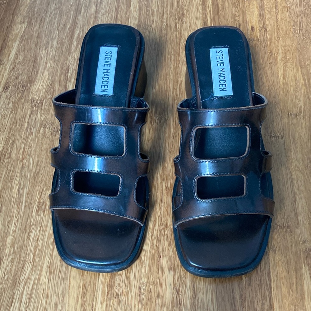 Steve Madden Brown Slide Sandals